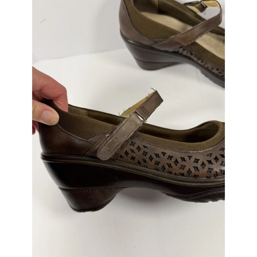 JBU By Jambu Alicante Mary Jane Wedge Heel Clog Buckle Memory Foam Y2K Brown 9M - Picture 7 of 16